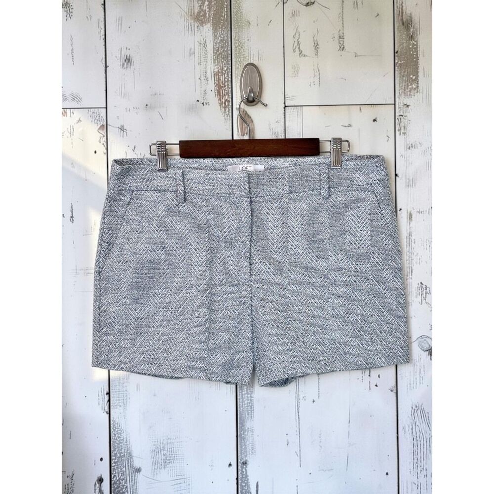 LOFT The Riviera Short Blue White Tweed Textured Shorts Size 12